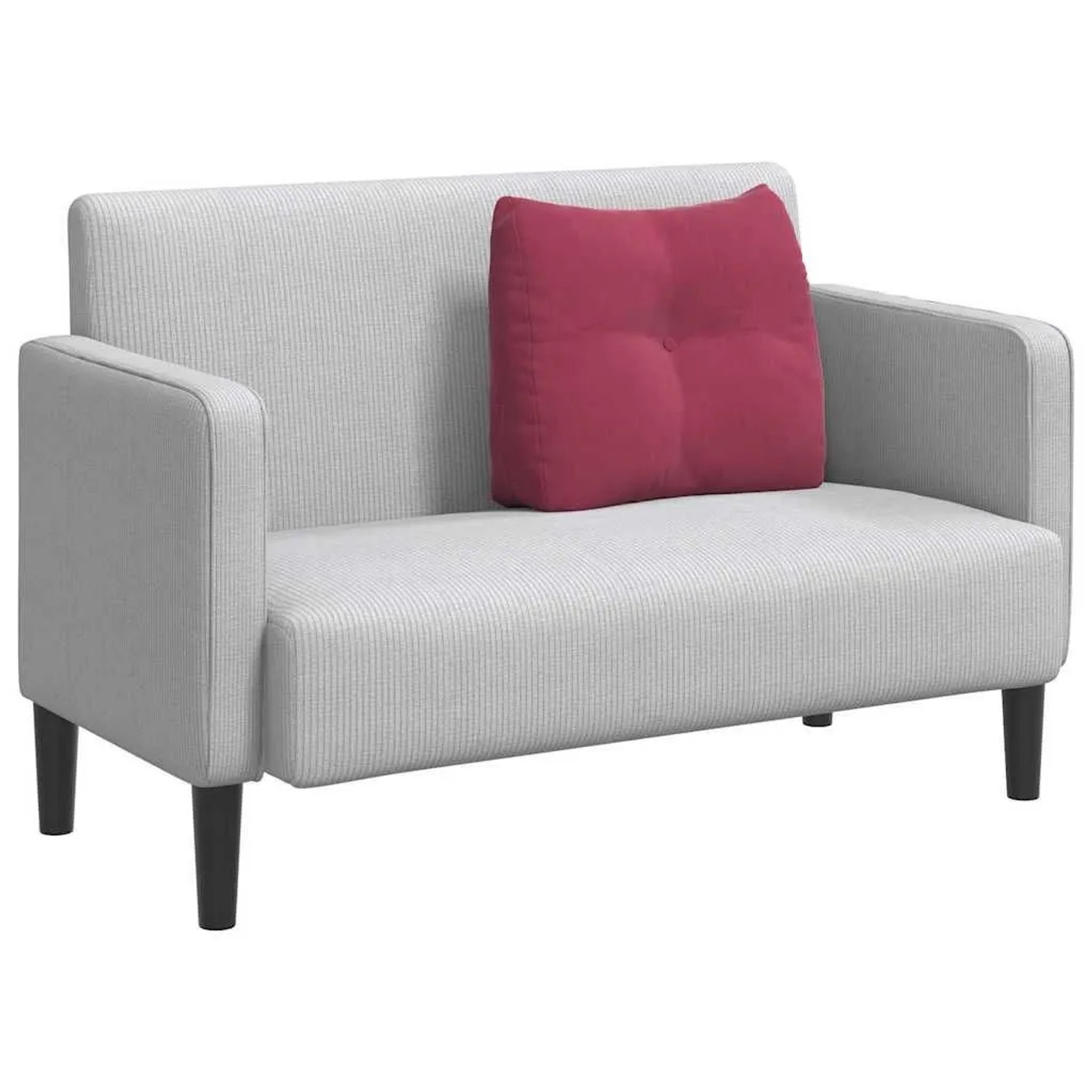 Weinrotes vidaXL Rückenkissen (60x24x50 cm) aus Samt auf hellem Sofa.