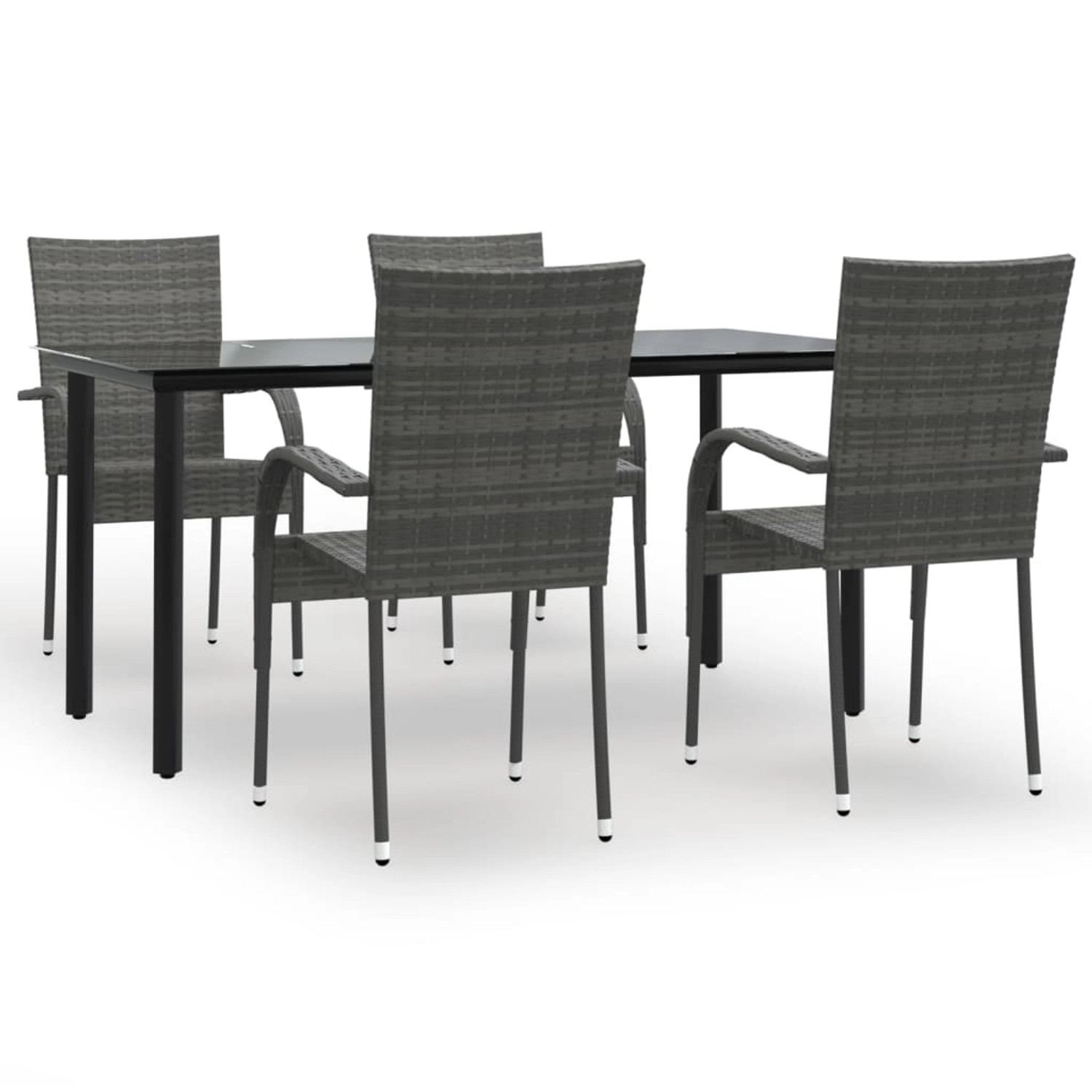 vidaXL 5-Tlg Garten-Essgruppe Grau Poly Rattan 3156664