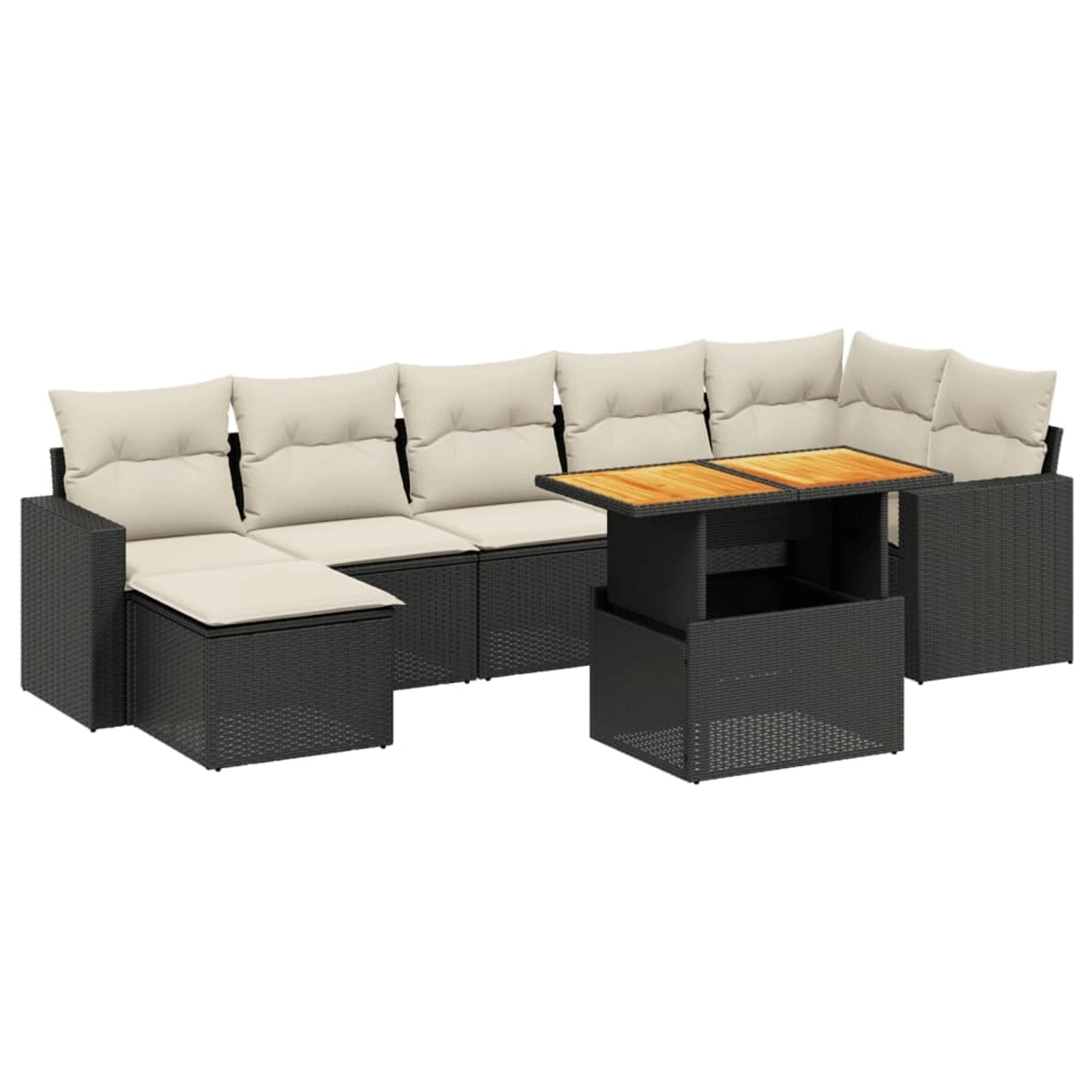 vidaXL 8-Tlg Garten-Sofagarnitur mit Kissen Schwarz Poly Rattan 3271420 günstig online kaufen