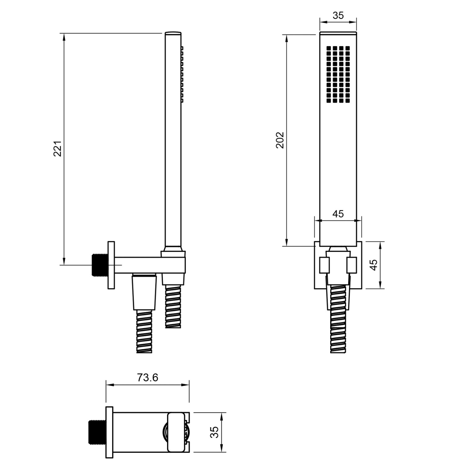 Technische Zeichnung PaulGurkes Unterputz Duschsystem mit Thermostat, Maße und Details.