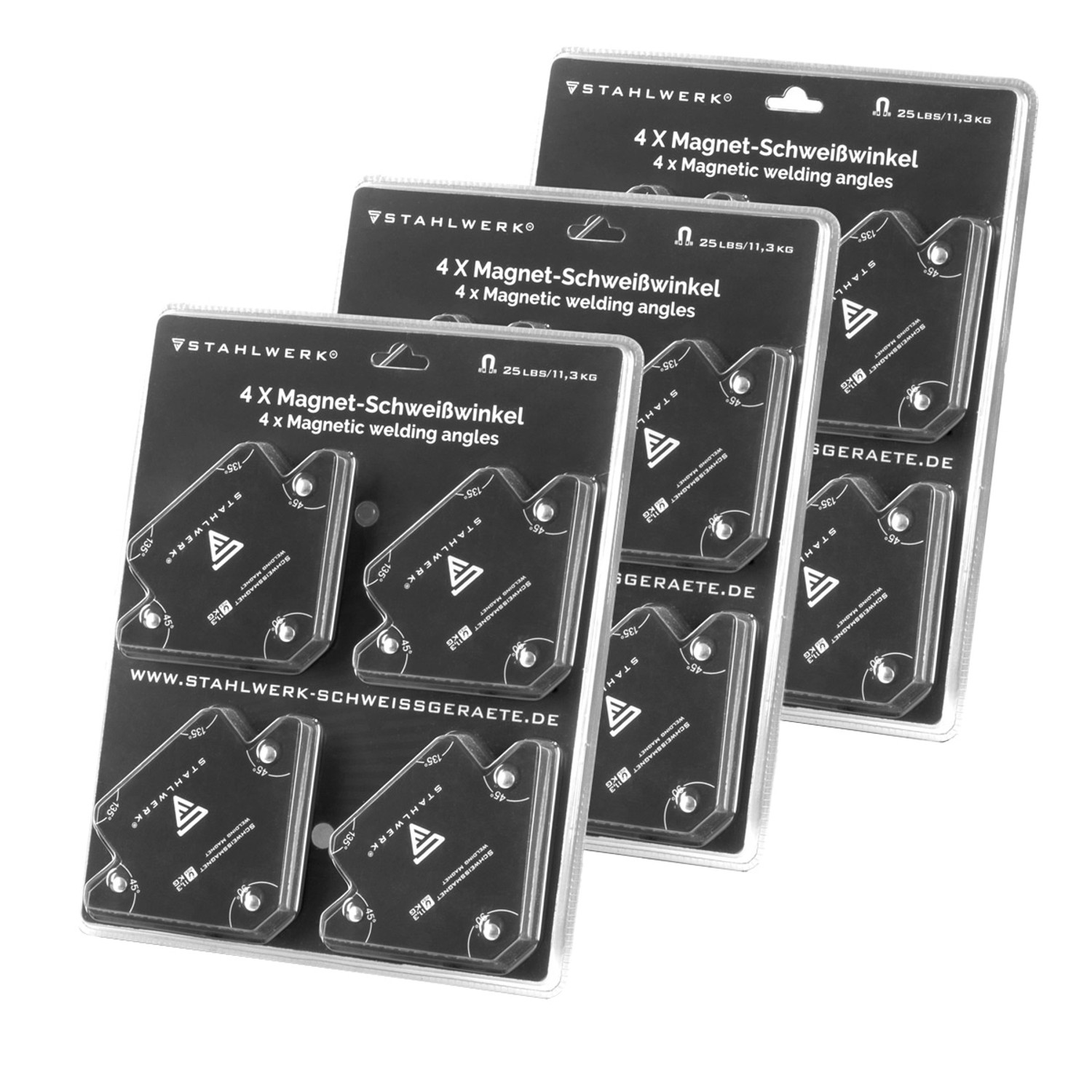 STAHLWERK Schweißwinkel Magnet 113kg 25lbs Schweißmagnet 12er Set