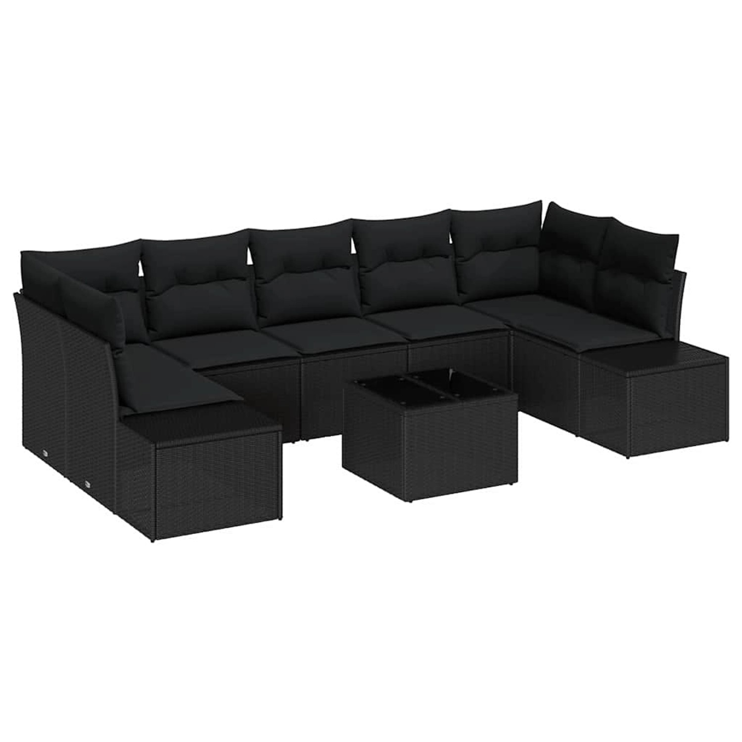 vidaXL Garten-Sofa-Set 8-Tlg Schwarz Poly Rattan 3346983 günstig online kaufen