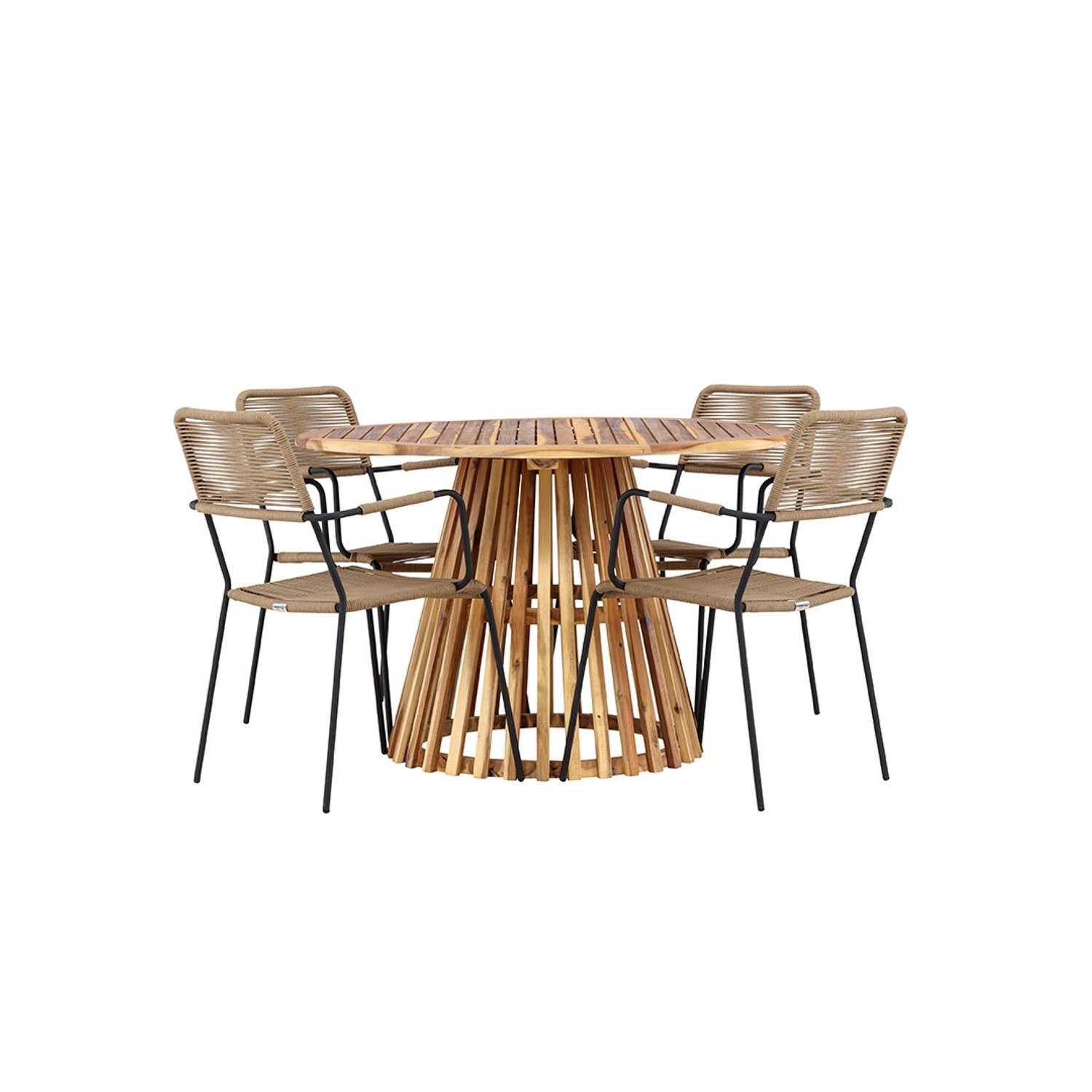 ebuy24 LumpurLindos Gartenset 1 Esstisch 4 Stühle Natur Tisch cm H75xB120xT günstig online kaufen