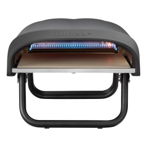 Enders Pizzaofen Paco Gasgrill mit Pizzastein und blauer Flamme im Betrieb.