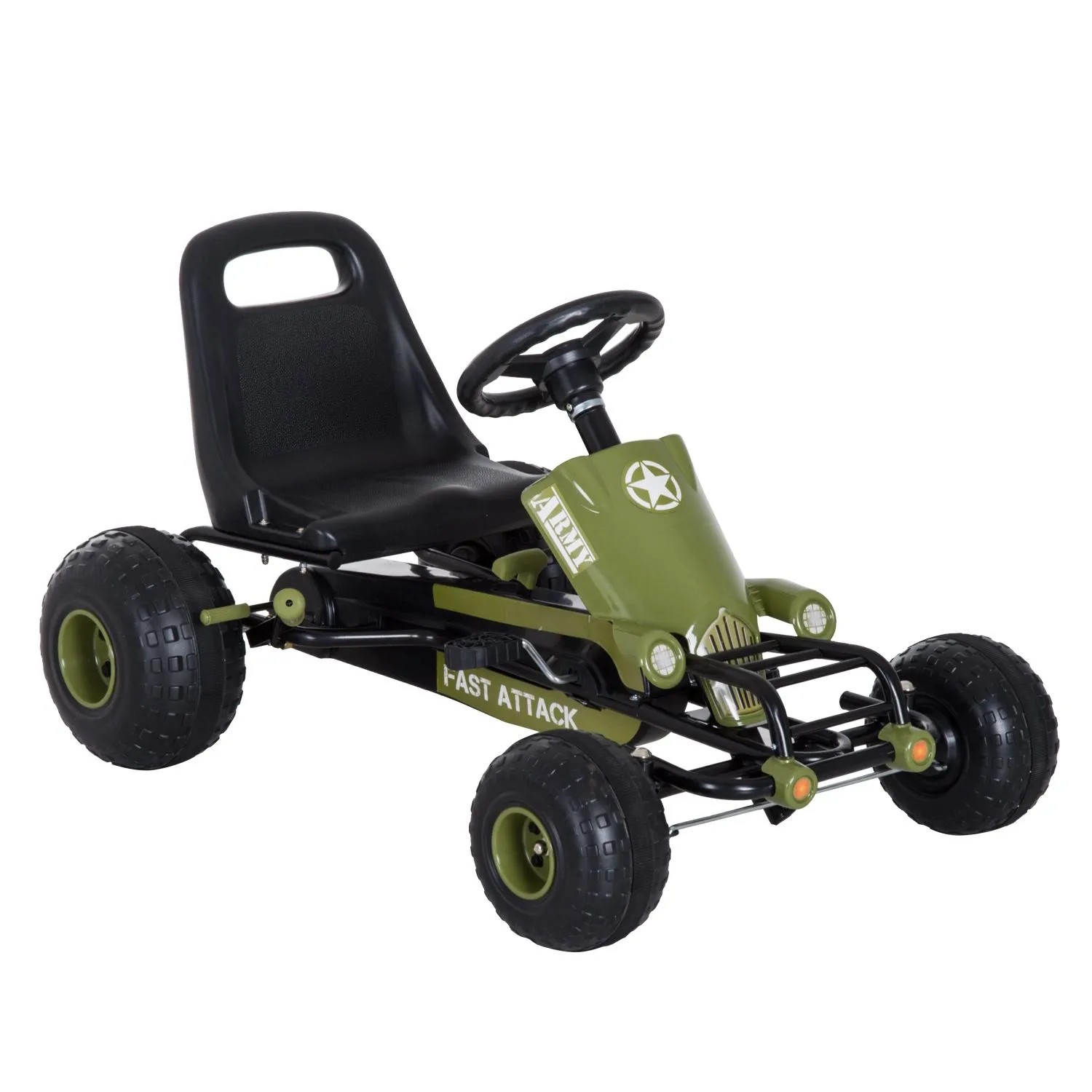 HOMCOM Go Kart Tretfahrzeug mit Handbremse und Verstellbarem Sitz