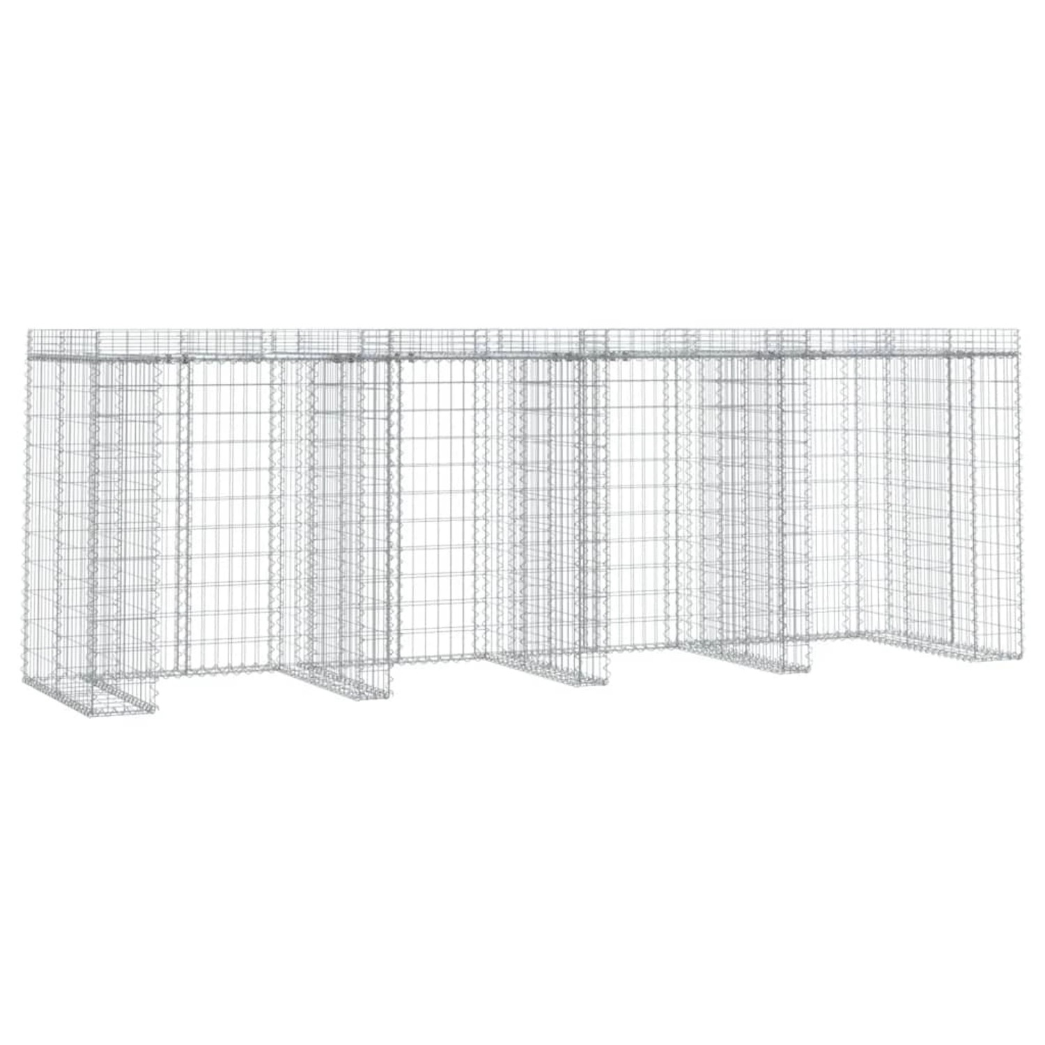 vidaXL Gabionen-Mülltonnenbox 350x91x120 cm Verzinktes Eisen