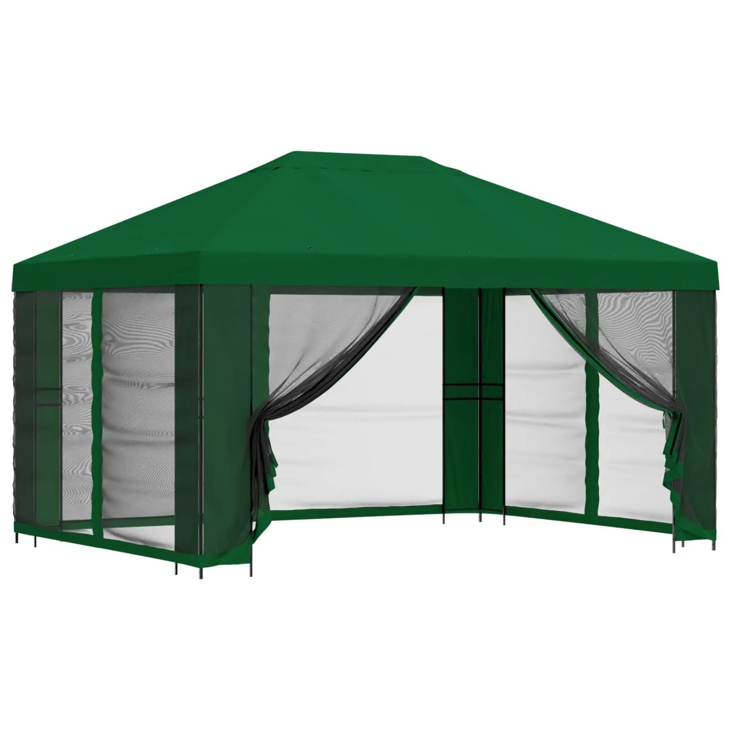 vidaXL Garten Pavillon mit Seitenwänden 4 x 3 m Grün 900389