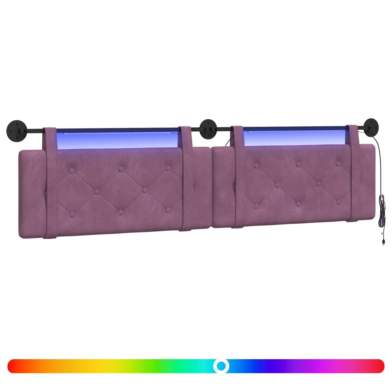 vidaXL Hängendes Kopfteil Mit LED Licht Lila Samt 3424259