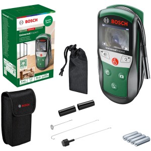 Bosch UniversalInspect Inspektionskamera mit Zubehör, Tasche und Batterien.