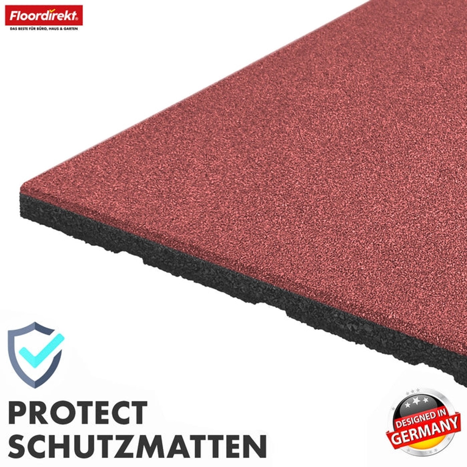 Floordirekt Fallschutzmatte Elastikmatte Fallschutzplatte mit Drainage 50 x 50 x 2,5 cm Rot_7