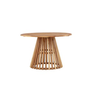 Runder ebuy24 Gartentisch Lumpur Ø120 in Natur aus Holzlatten.