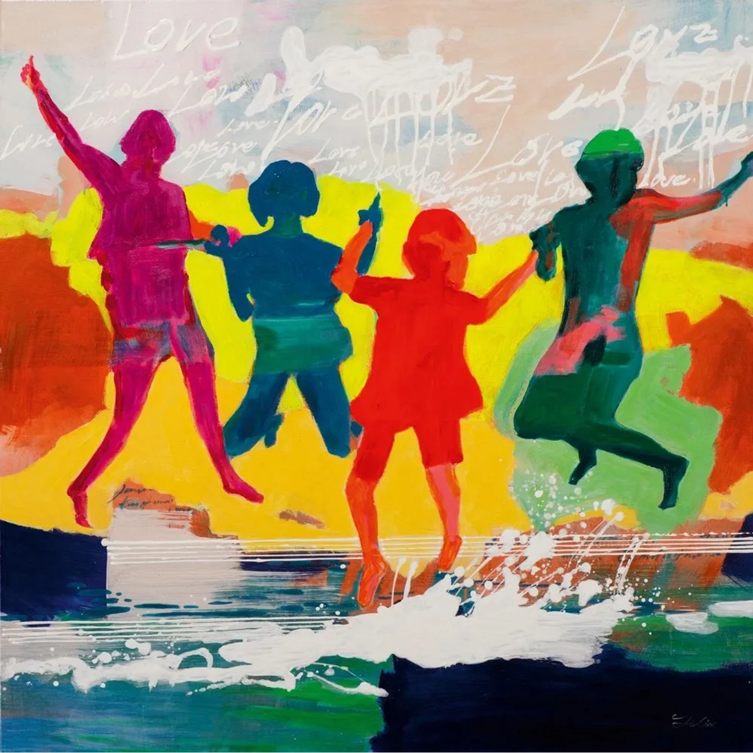 Art Universe Leinwandbild Happy Kids 100 x 100 cm