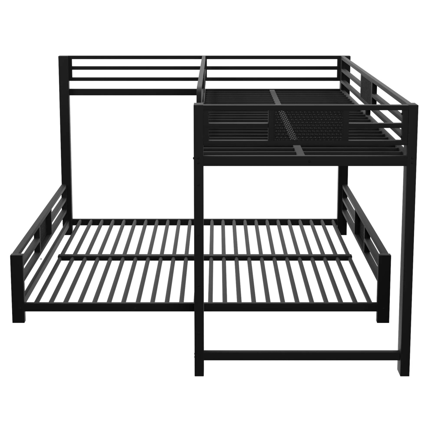 okwish Metall Etagenbett 90x200cm über 140x200cm L Form Schwarz ohne Matratze