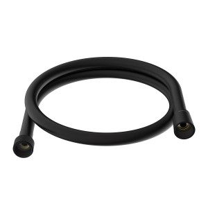 Schwarzer Schütte Brauseschlauch aus Kunststoff, 80 cm lang, mit Anschlüssen und Verdrehschutz.