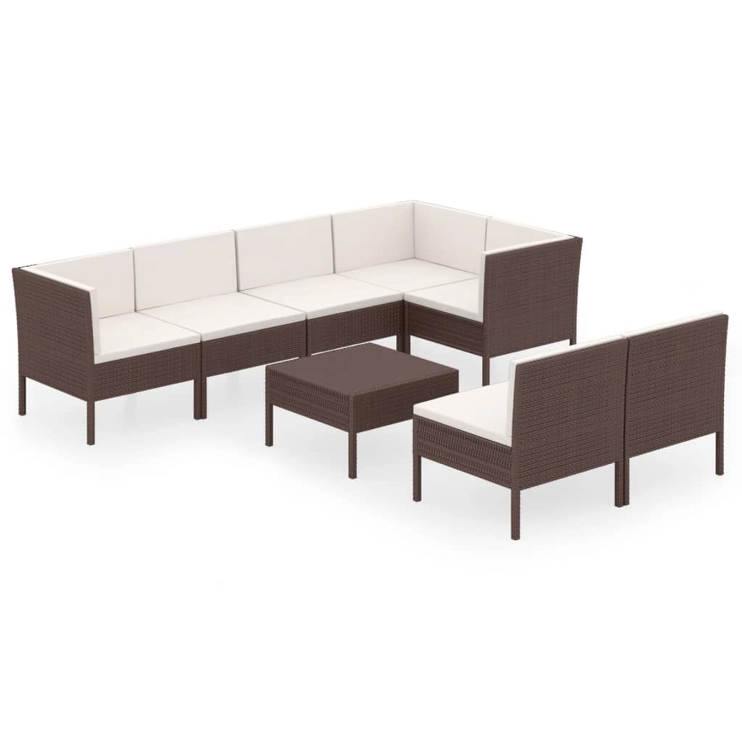 vidaXL 8-tlg Garten-Lounge-Set mit Auflagen Poly Rattan Braun Modell 19