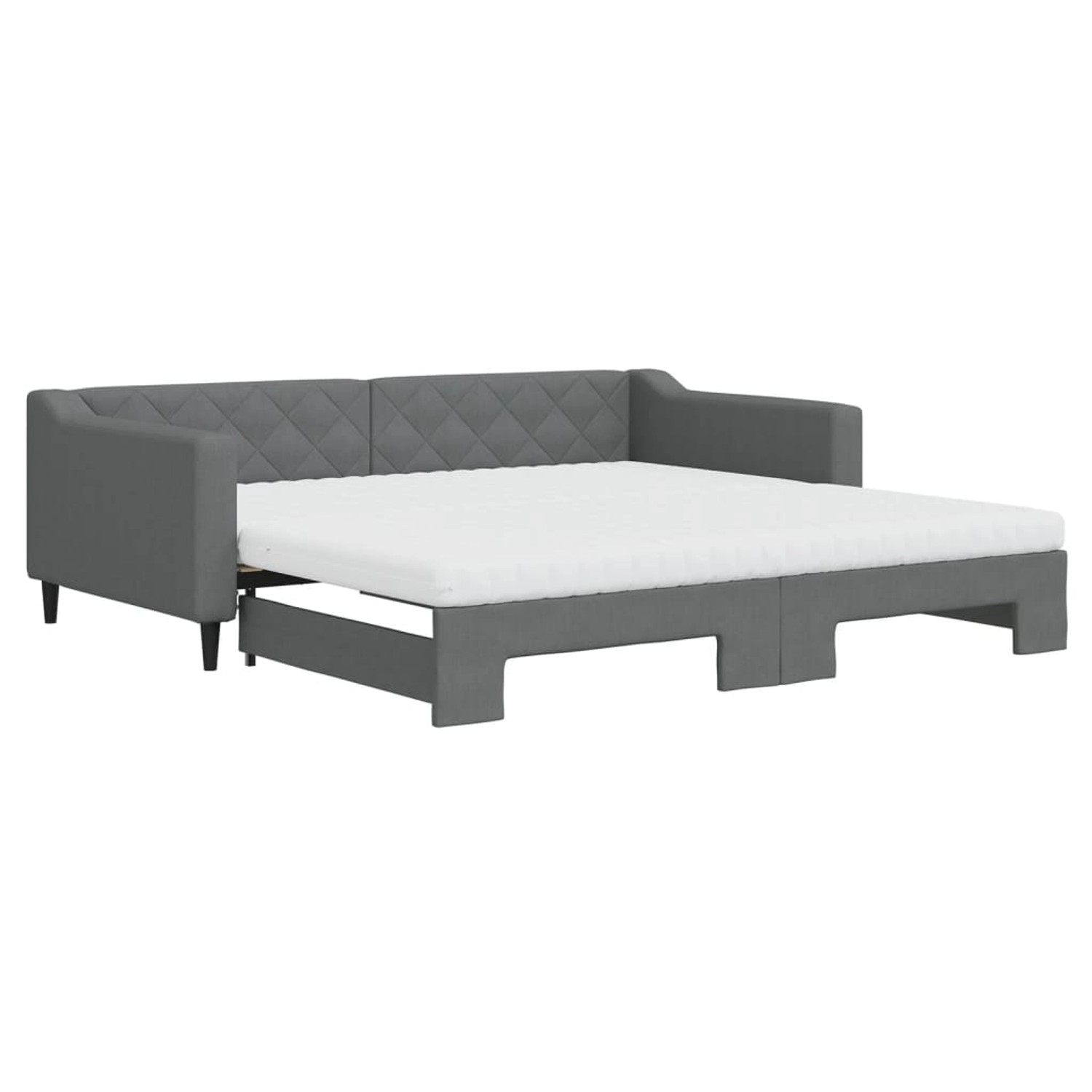 vidaXL Tagesbett Ausziehbar mit Matratzen Dunkelgrau 100x200 cm Stoff1846536
