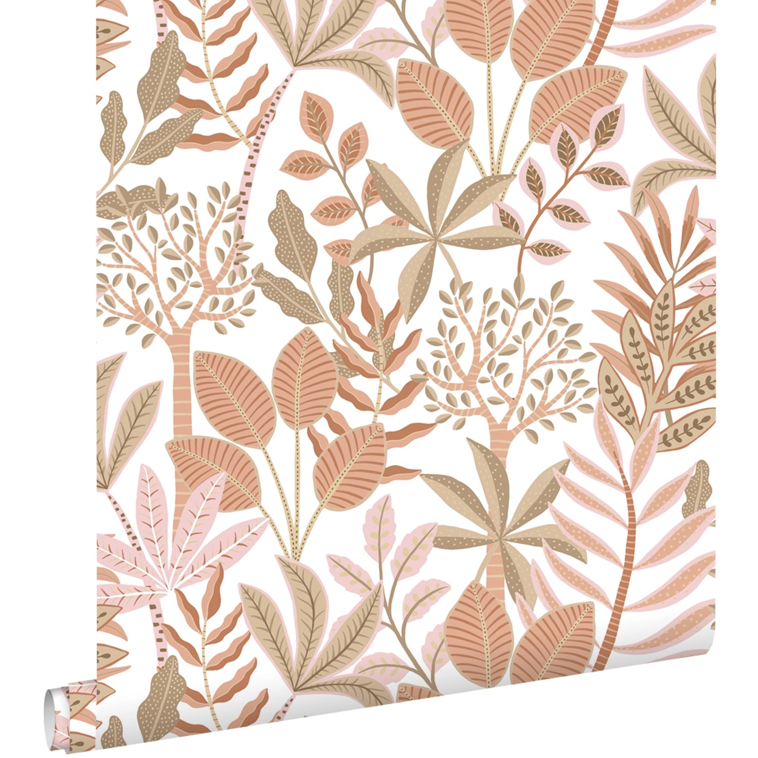 ESTAhome Tapete Blätter Terrakotta Braun und Rosa 50 x 900 cm günstig online kaufen