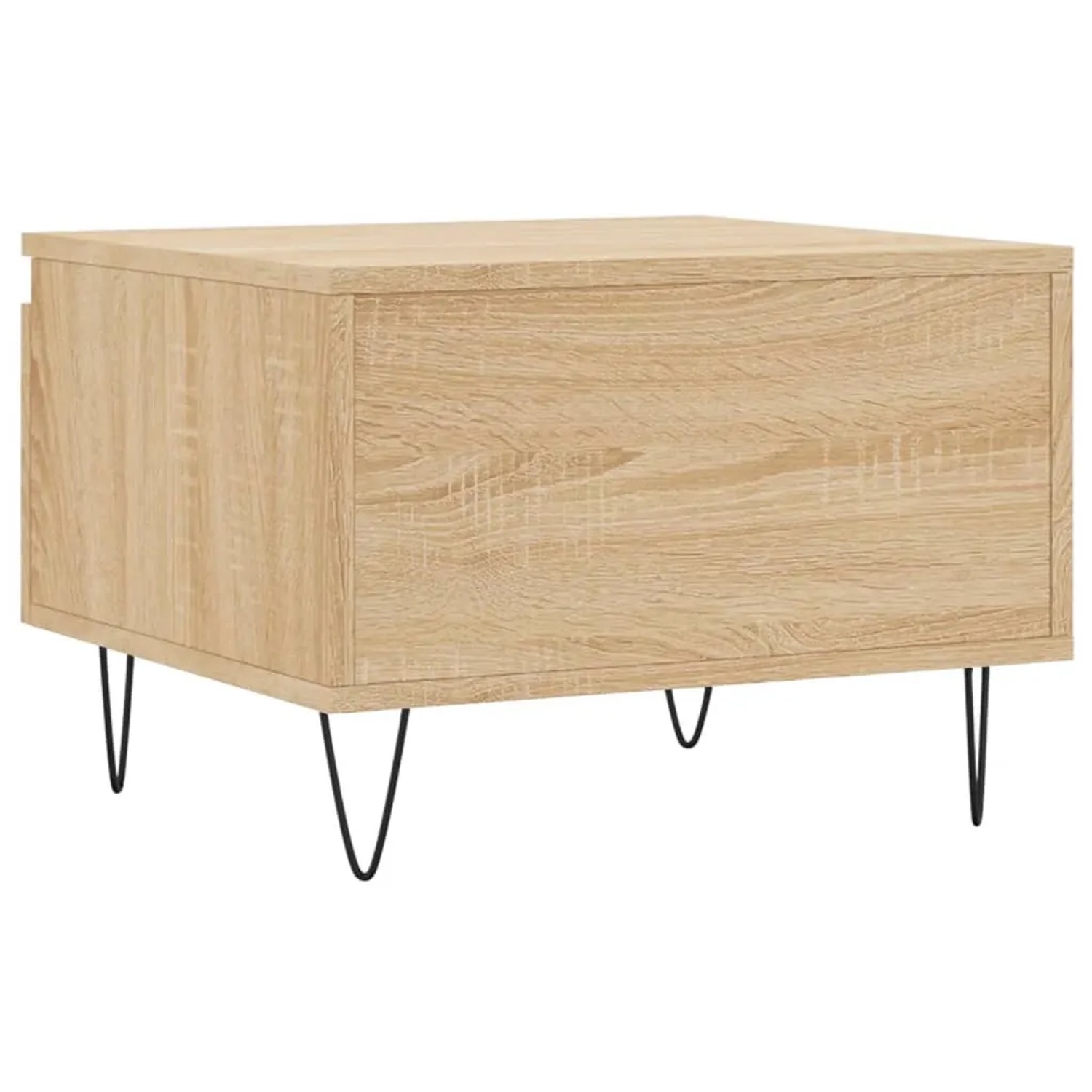 2er Set Couchtische Sonoma-Eiche, Holzwerkstoff mit Metallbeinen, 50x46x35 cm. Ideal als Wohnzimmer Tisch.
