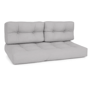 Beautissu ECO Style Palettenkissen Sitz 120x80x15cm Hellgrau + Rücken 2tlg