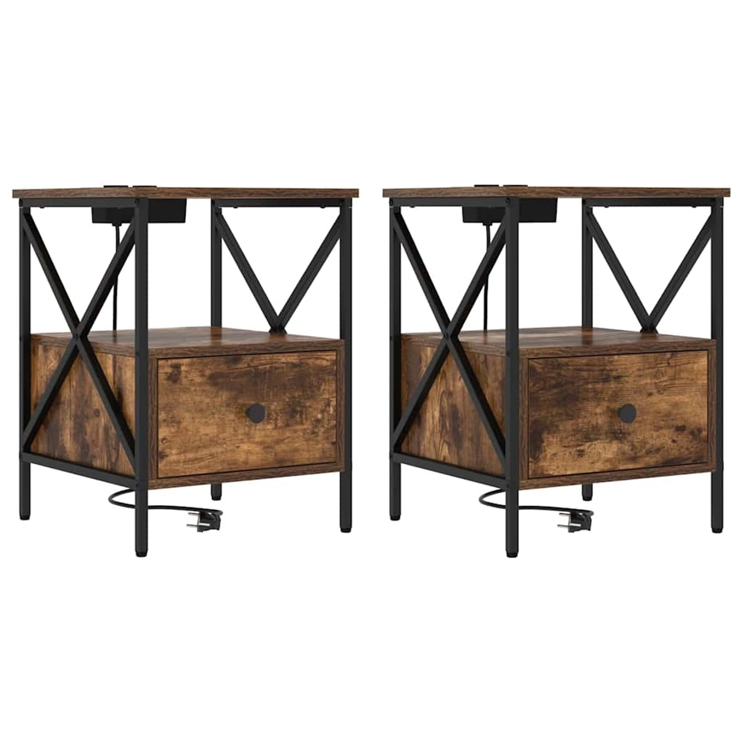 vidaXL Nachttisch Räuchereiche 41,5 x 40,5 x 55 cm Holzwerkstoff 859555 günstig online kaufen