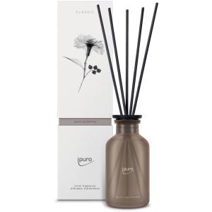 ipuro Raumduft Classic Cashmere 240ml mit Duftstäbchen und Verpackung.