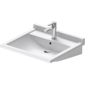 Weißes Duravit Starck 3 Vital Waschbecken, 60 cm, mit Überlauf und Hahnloch.