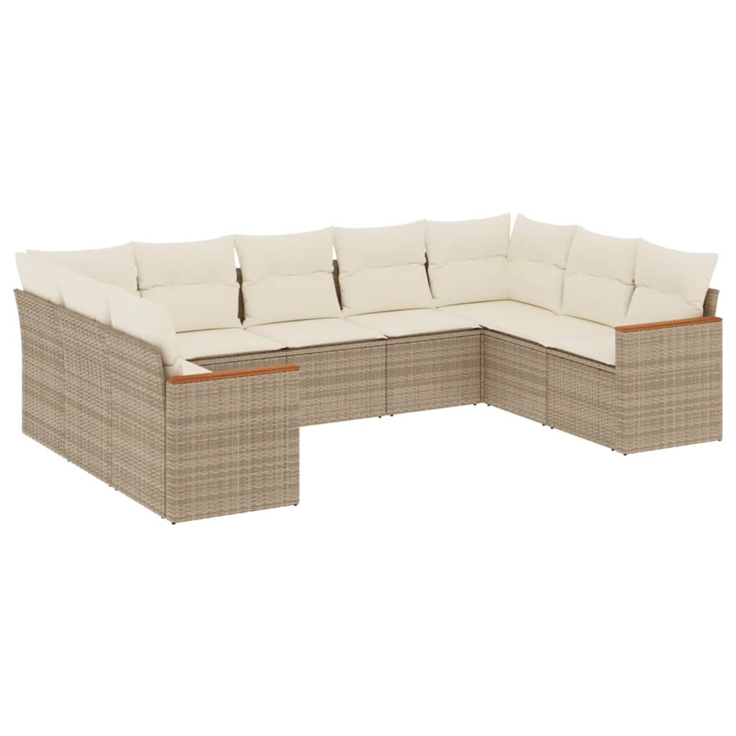 vidaXL 9-Tlg Garten-Sofagarnitur mit Kissen Beige Poly Rattan 3226275