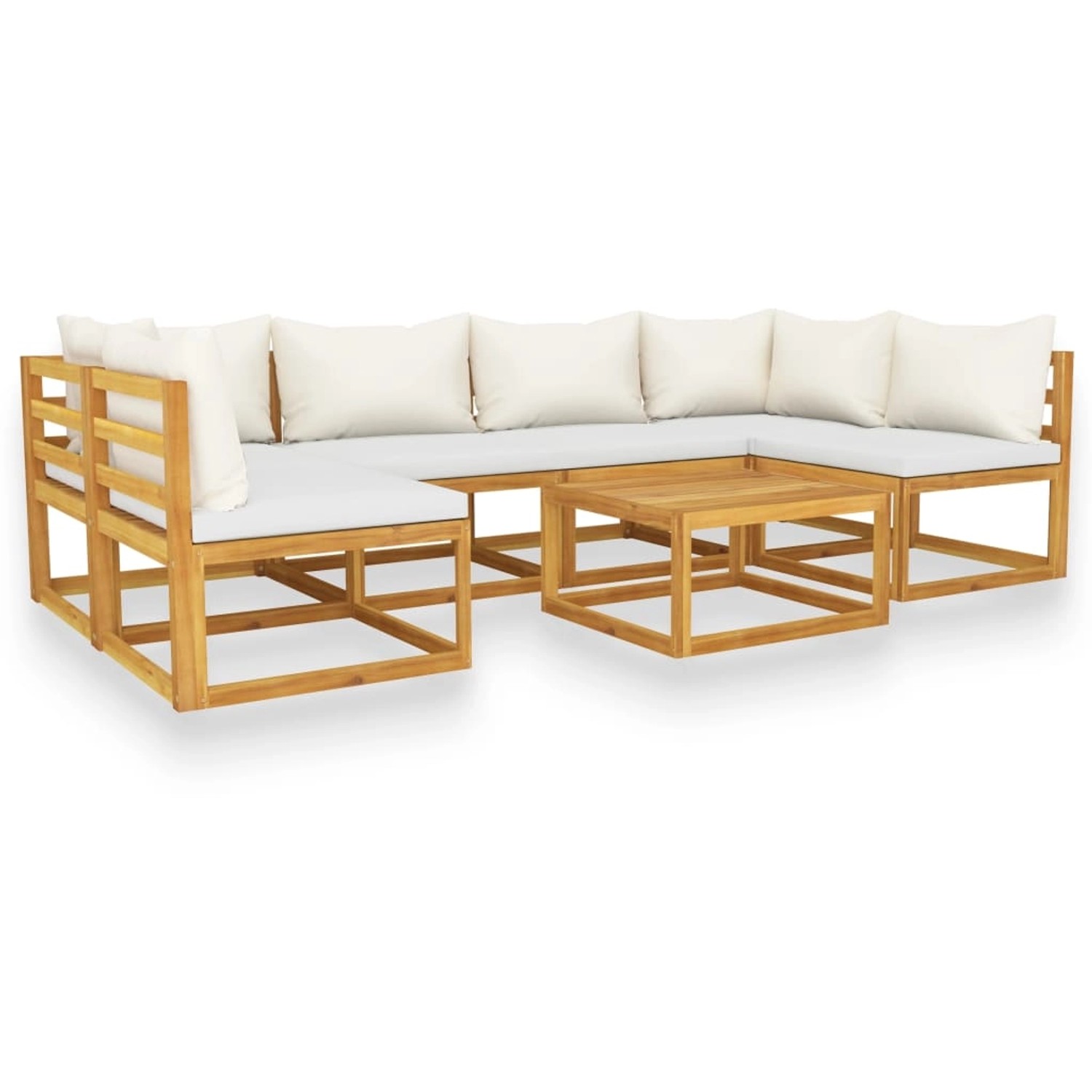 vidaXL 7-Tlg Garten-Lounge-Set mit Auflagen Creme Massivholz Akazie 3057653