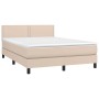Boxspringbett in Cappuccino-Braun mit Kunstlederbezug, inklusive Matratze und Topper.