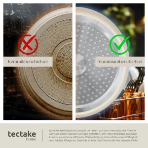 Vergleich: Keramik vs. Aluminium Beschichtung bei Tectake Töpfen & Pfannen Set Genua.