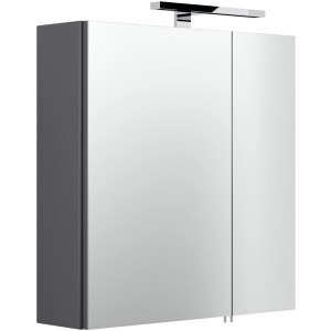 Posseik Spiegelschrank Homeline, 60 cm, Anthrazit mit Aufsatzleuchte und Softclose-Türen.