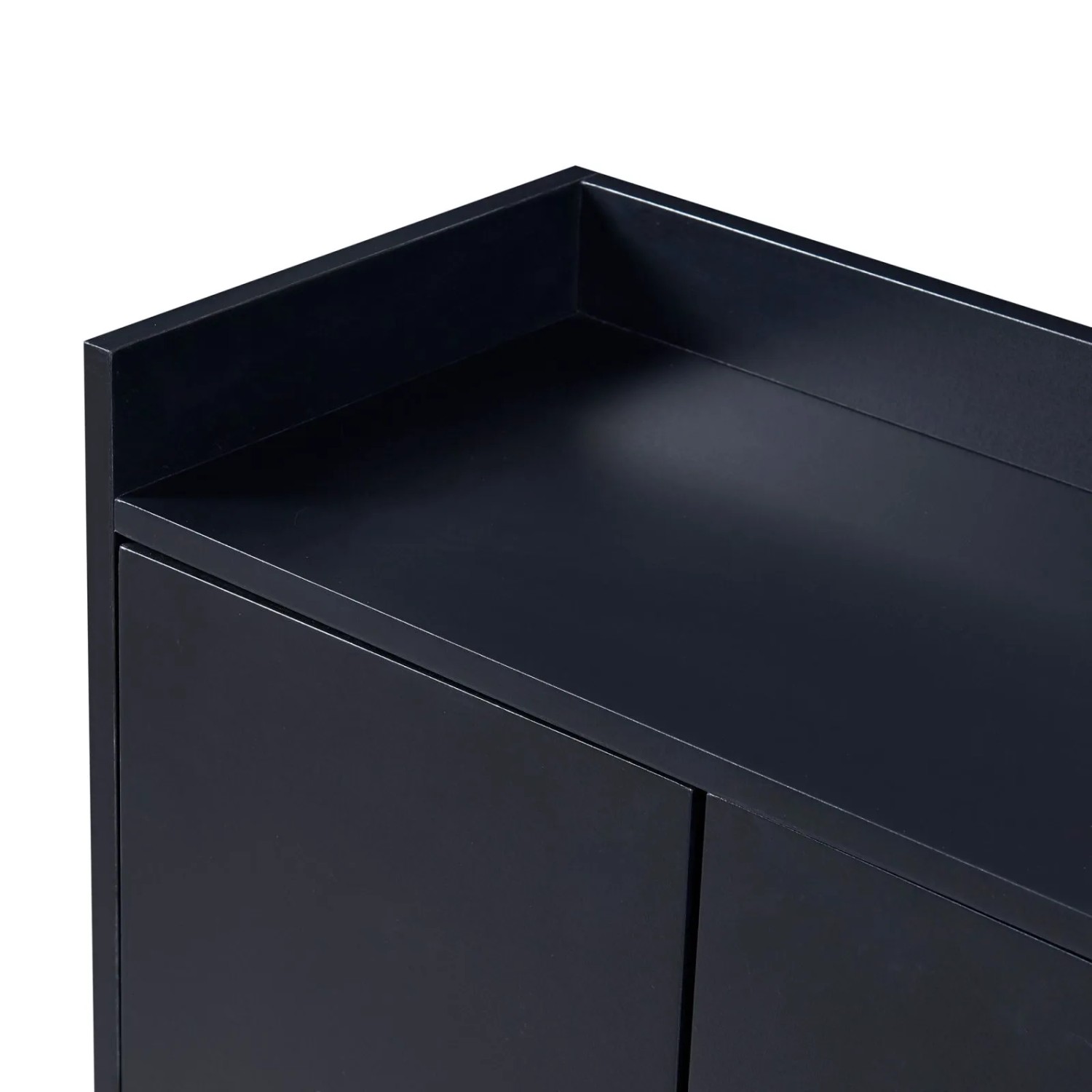 Detailaufnahme: Schwarzer PXloue Buffetschrank/Sideboard mit 4 Türen, grifflos.