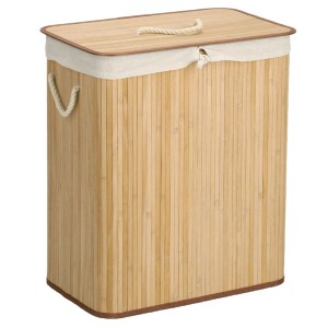 Zeller Present Wäschesammler, 2-fach, Bambus, 90 Liter, Natur
