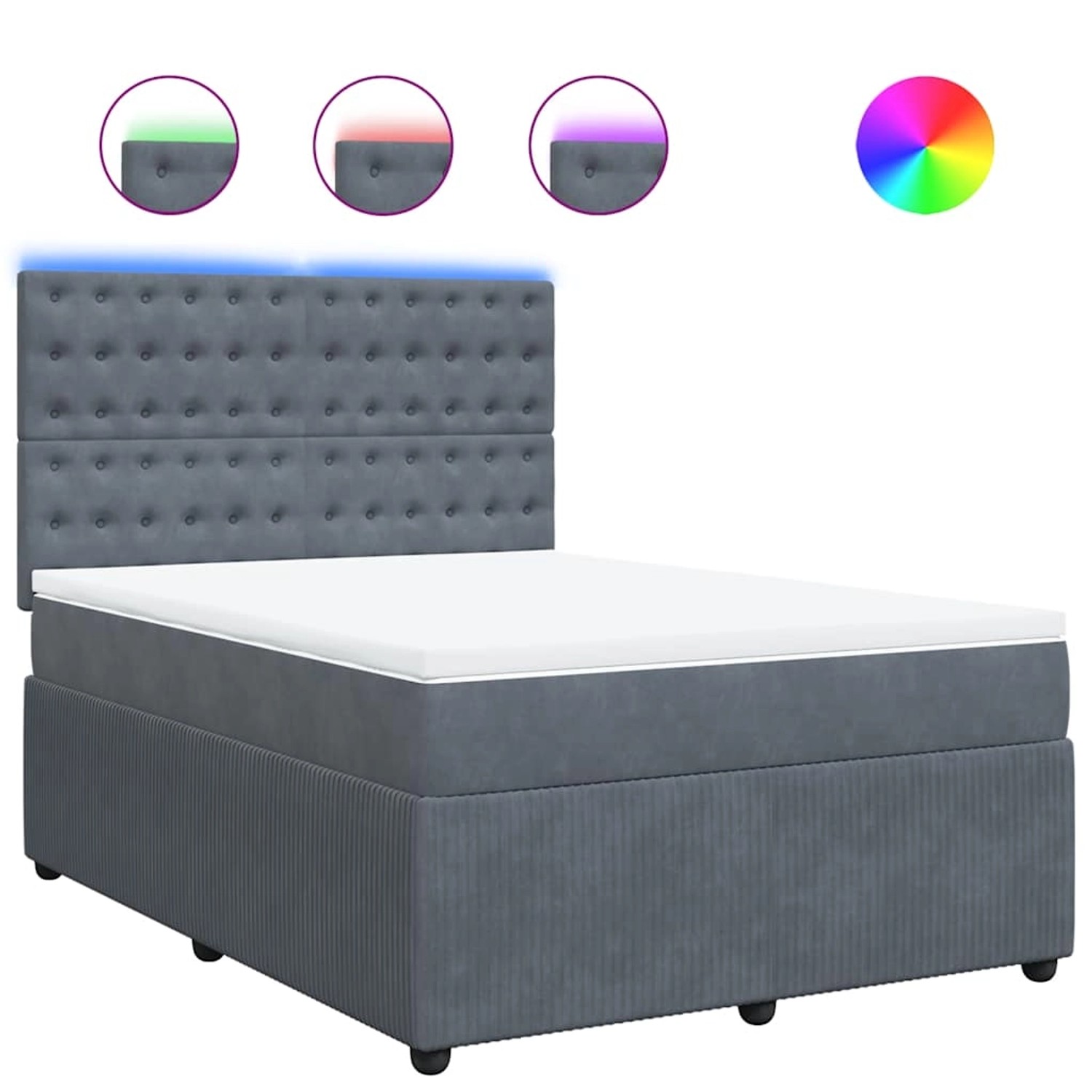 vidaXL Boxspringbett mit Matratze Dunkelgrau 160x200 cm Samt 3294695 günstig online kaufen