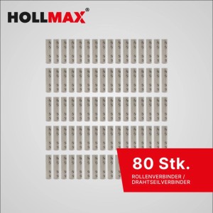 80 HOLLMAX Edelstahl Staketenzaun Rollenverbinder für Seile & Drähte Ø 3-6 mm, silberfarben, zylindrisch.