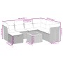 vidaXL Garten-Sofagarnitur, 8-teilig, schwarz, Poly Rattan. Gartenmöbel Set mit Tisch, Sofas, Hockern und Kissen.
