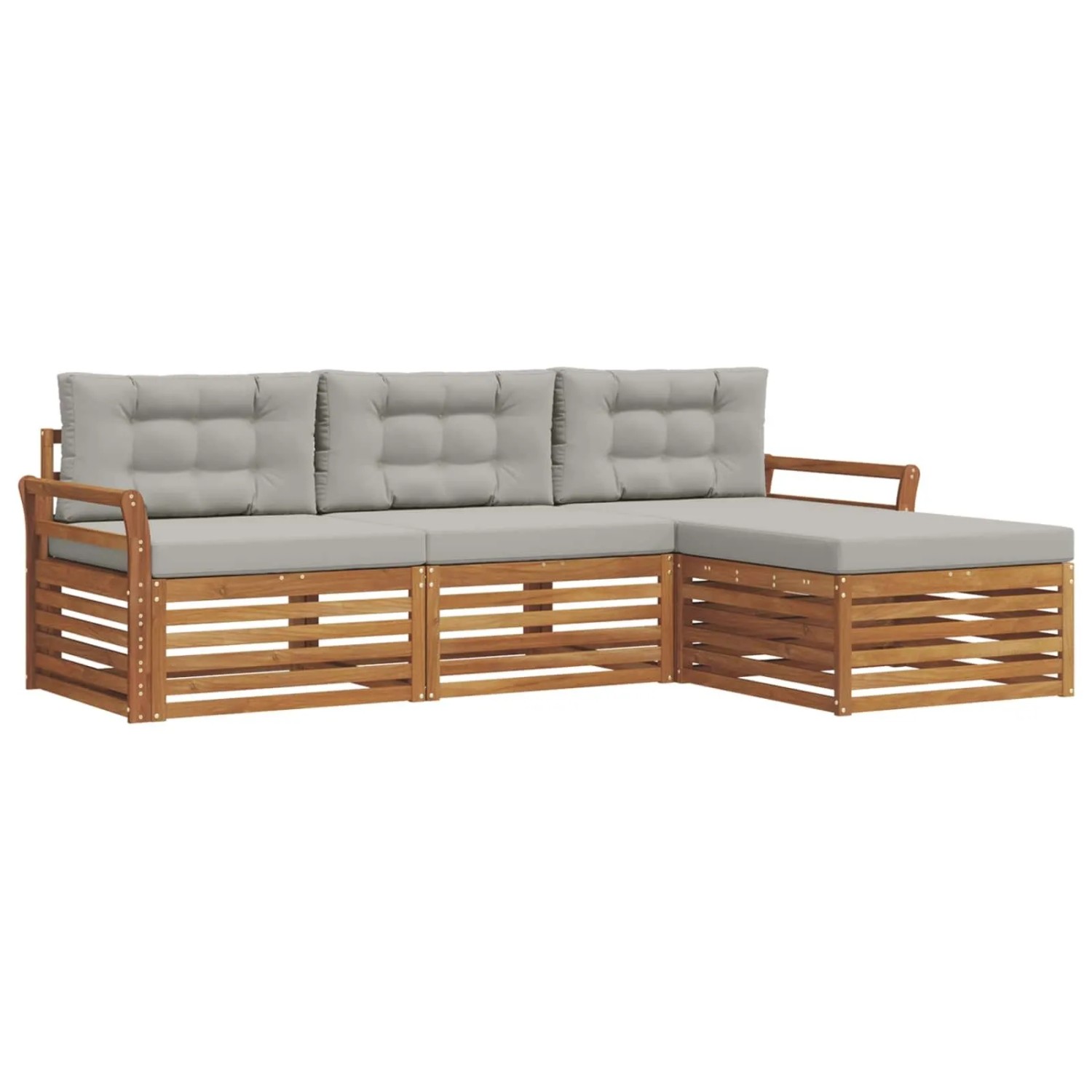vidaXL Outdoor-Sofagarnitur mit Kissen 4-Tlg Natur und Hellgrau 3373261