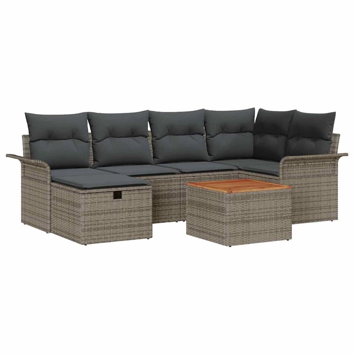 vidaXL Garten-Sofa-Set mit Kissen mit Speicher 7-Tlg Grau Poly Rattan 33594 günstig online kaufen