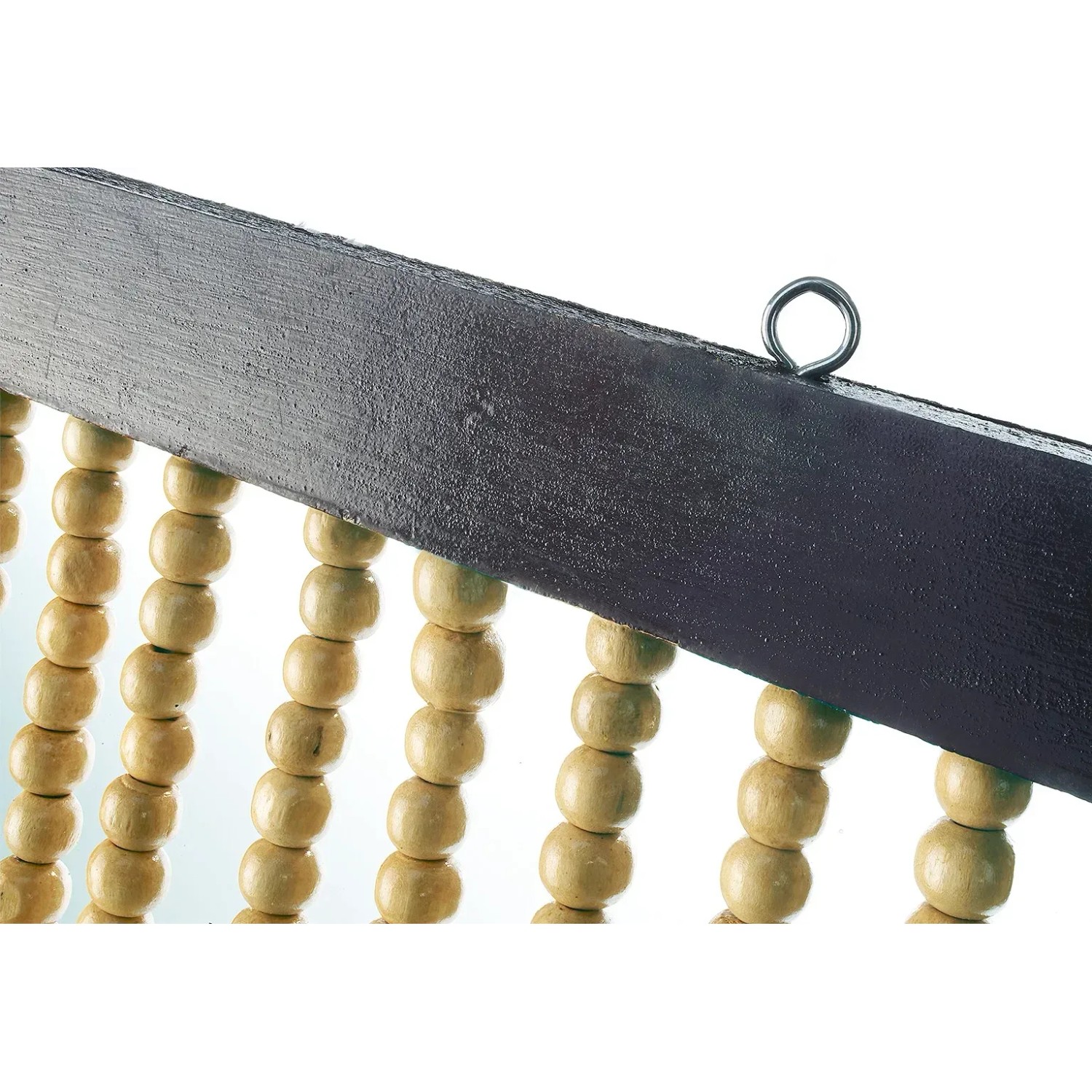 Detailansicht: Kobolo Türvorhang COFFEE mit Holzperlen und dunkler Aufhängung. Dekoartikel für stilvolle Raumgestaltung.
