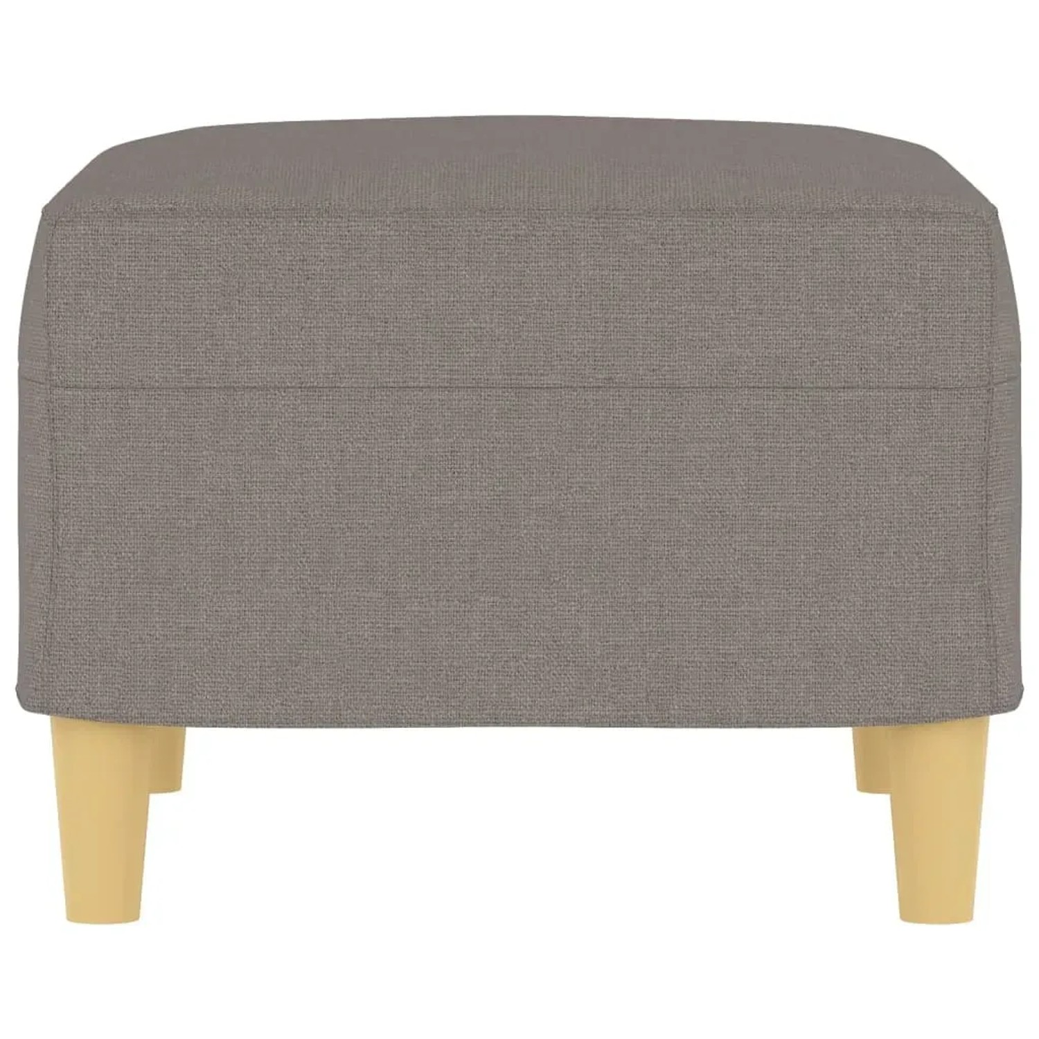 Fußhocker Taupe (60x50x41 cm) aus Stoff mit Holzfüßen.