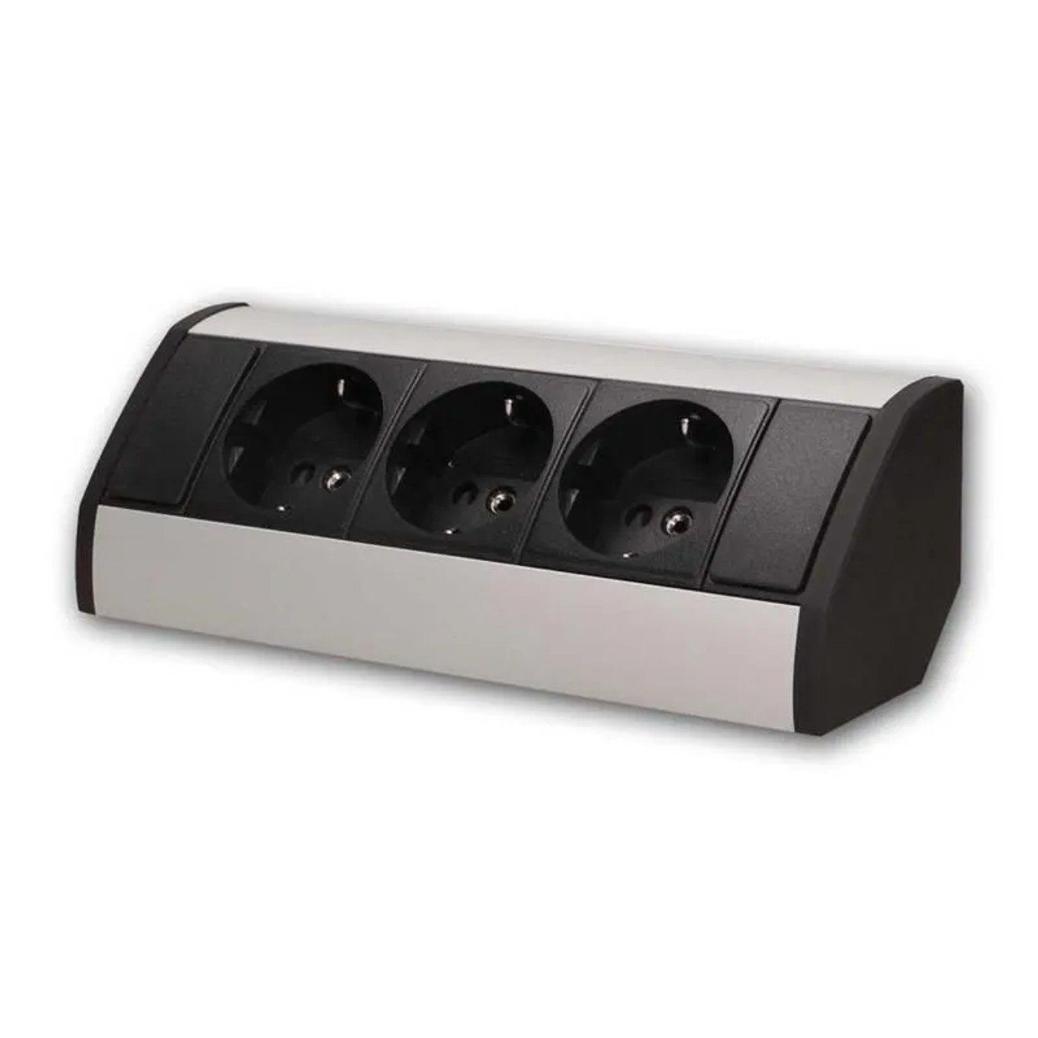 Orno Aufbau-Steckdose 3-fach Schwarz Silber 230V 3680W 06m Kabe