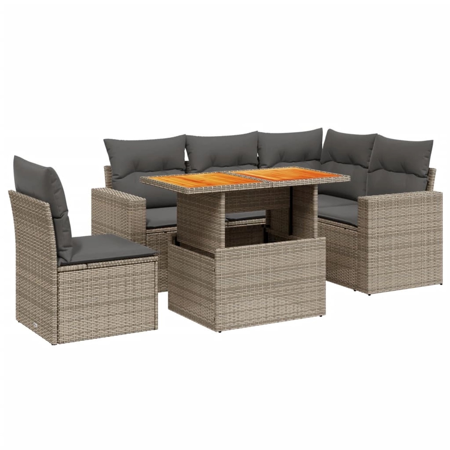 vidaXL 6-Tlg Garten-Sofagarnitur mit Kissen Grau Poly Rattan 3271319 günstig online kaufen