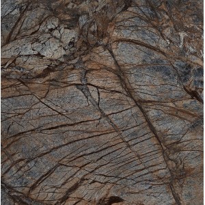 Feinsteinzeug Bodenfliese, 60x60 cm, Steinoptik, poliert, braun-grau marmoriert.