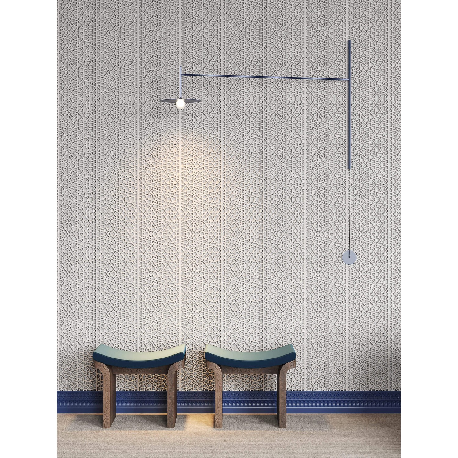 PROFHOME 3D Wandpaneel 151518, weiße Wandvertäfelung im marokkanischen Stil.