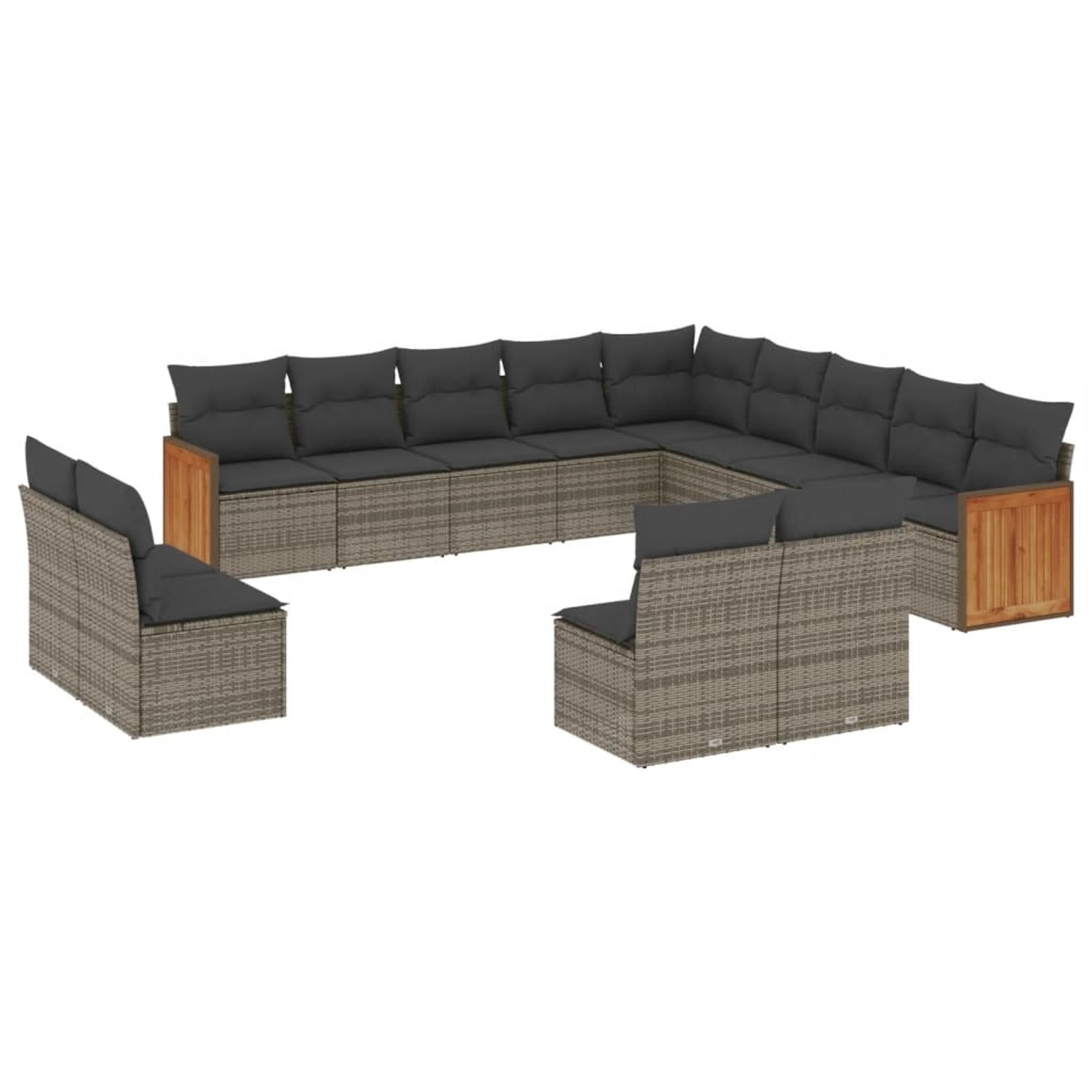 vidaXL 13-Tlg Garten-Sofagarnitur mit Kissen Grau Poly Rattan 3228167 günstig online kaufen