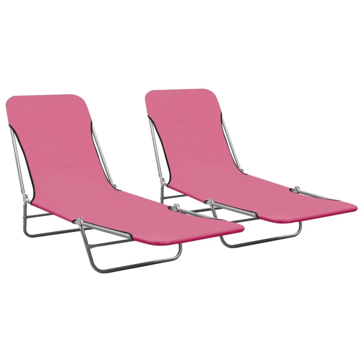 Furnicato Klappbare Sonnenliegen 2 Stk Stahl Und Stoff Rosa
