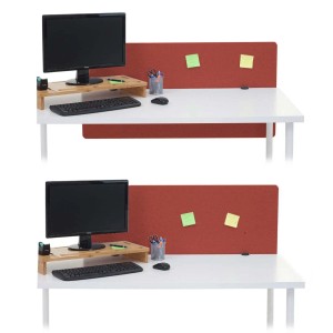 Proregal Akustik-Tischtrennwand HxBxT 60x120x2 cm Doppelwandig Stoff Braun Büro-Sichtschutz Schreibtisch Pinnwand