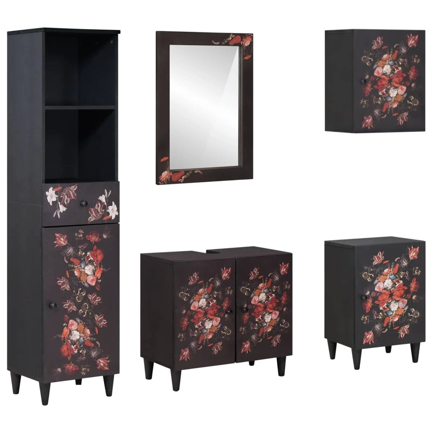 vidaXL Badezimmerschrank-Set mit Schubladen 5 Tlg Massivholz Mango 3310144