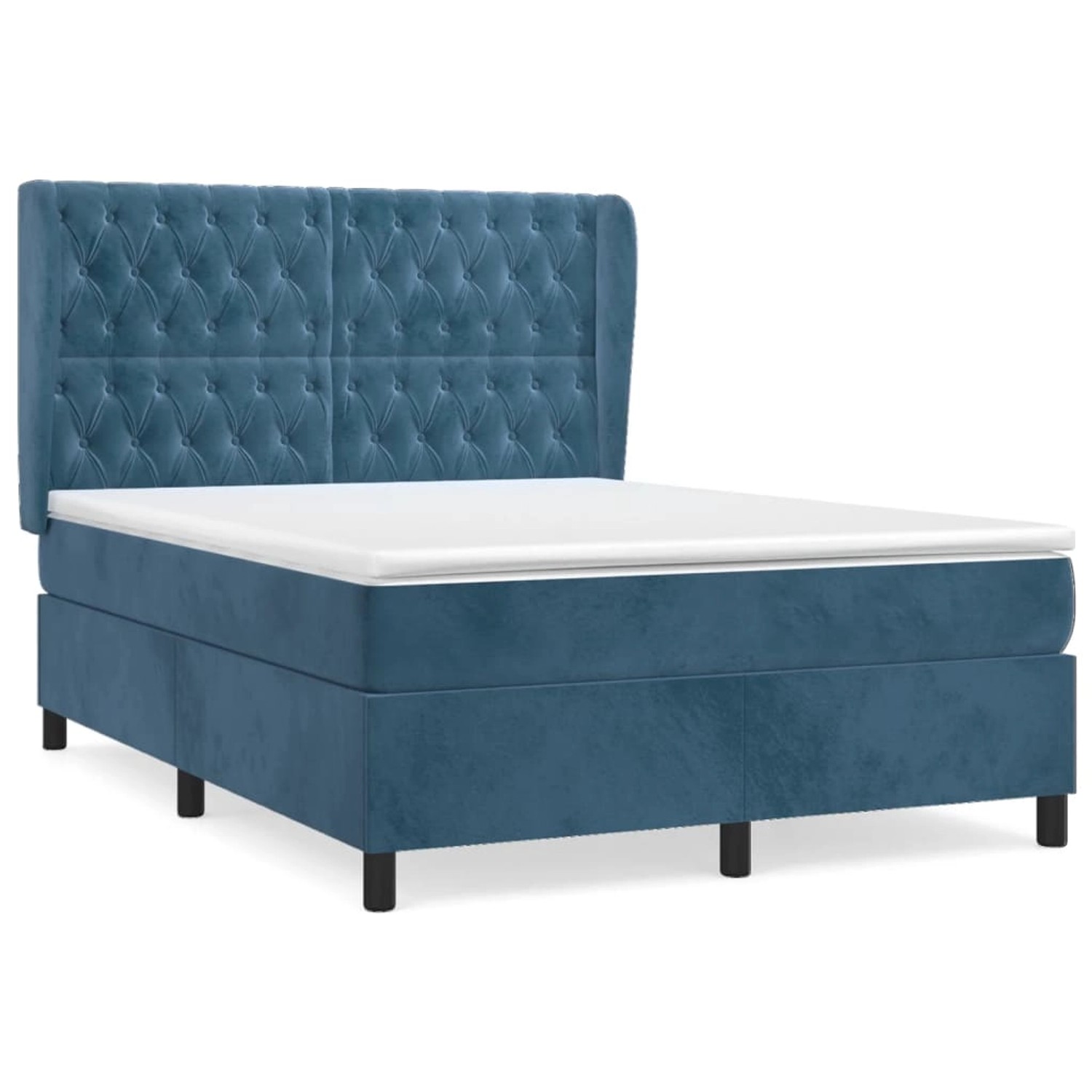 vidaXL Boxspringbett mit Matratze Dunkelblau 140x190 cm Samt 3129391 günstig online kaufen