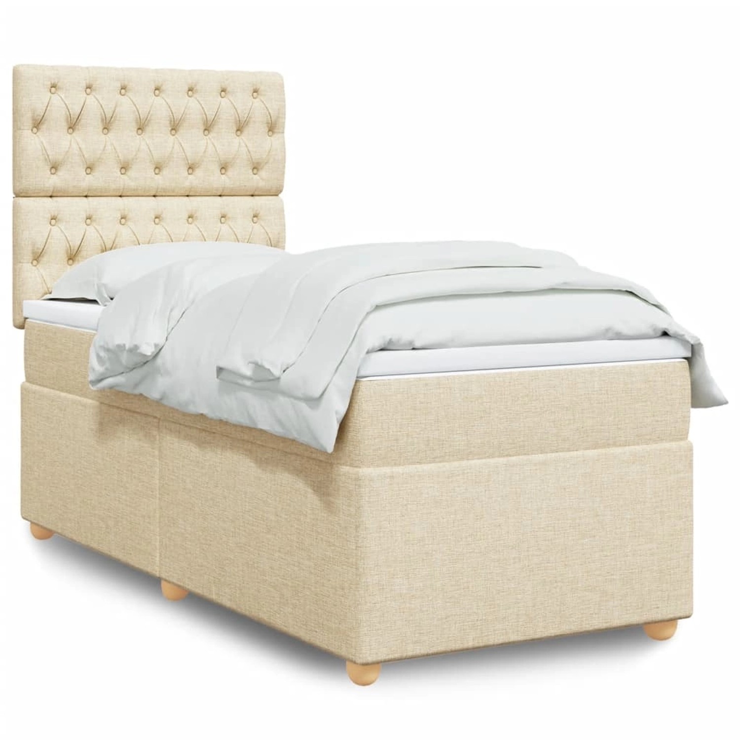 vidaXL Boxspringbett mit Matratze Creme 100x200 cm Stoff 3293503 günstig online kaufen